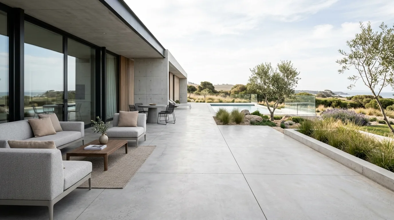 Open Space Concrete Patio Design